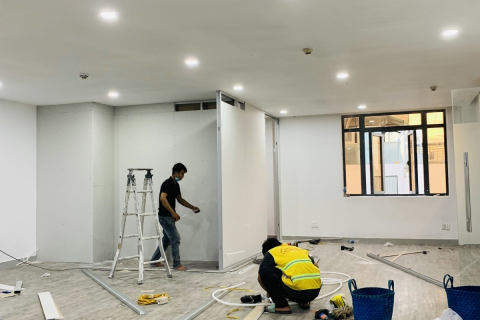 Giá vách ngăn thạch cao phòng ngủ